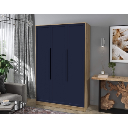 Шкаф распашной Тренд КТ-Ш3 (Дуб золотой ЛДСП/ Индиго ЛМДФ) Ш1360 В2128 Г547